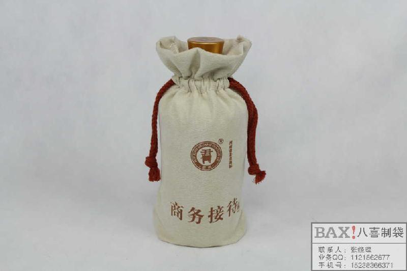 重慶絨布束口抽繩酒袋定做圖片