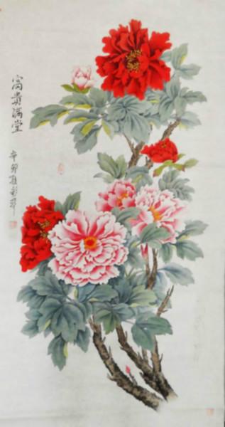 鸿运当头工笔富贵牡丹图书法国画家居客厅书画挂画装饰画花鸟国画图片