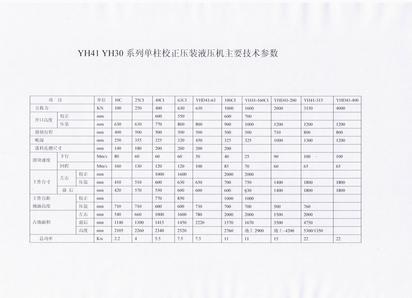 合肥合德鍛壓機(jī)床有限公司YH30系列單柱系列液壓機(jī)技術(shù)參