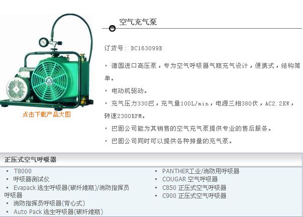 mch6/ET空气呼吸器充气泵图片