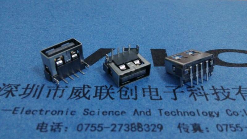 供應(yīng)USB短體母座后兩腳90度插腳+6.3DIP 直邊 鹽霧48H