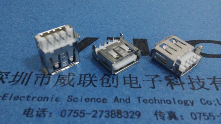 供應(yīng)USB2.0沉板90度USB+腳加長6.6mm+彎腳 有卷邊