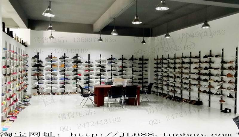新款運(yùn)動休閑立柱靠墻鞋子陳列架 鞋子樣品室陳列道具展示架定制