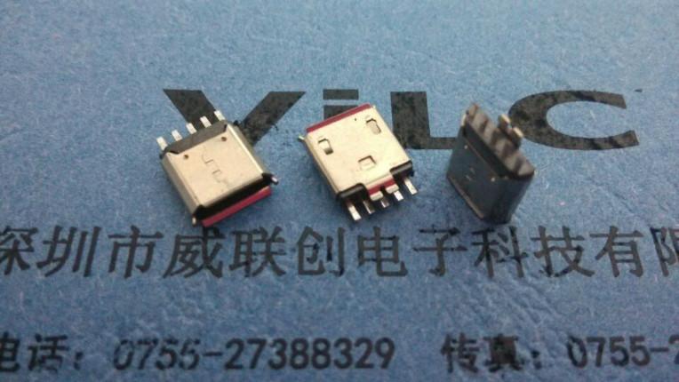 供应用于电子产品的MICRO5P夹板USB、夹板0.6MM、夹板0.8MM（小支架脚）外壳盐雾24小时