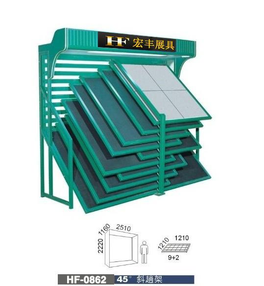 供應(yīng)斜趟式瓷磚展架地磚展架石材展柜HF0851