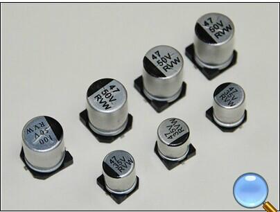 供應(yīng)RVW長壽命貼片電解電容封裝/電解電容貼片廠家