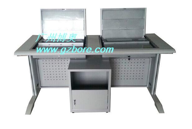 供應鋼木雙位翻轉式電腦桌