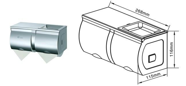 不锈负双卷小卷纸架图片