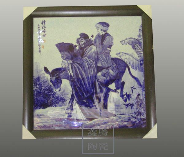 供應(yīng)青花山水瓷板畫，手繪圖案陶瓷瓷板畫