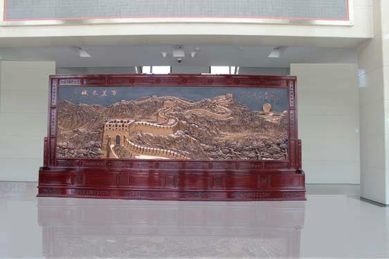 長城紅木落地柜屏-4.8米萬里長圖片