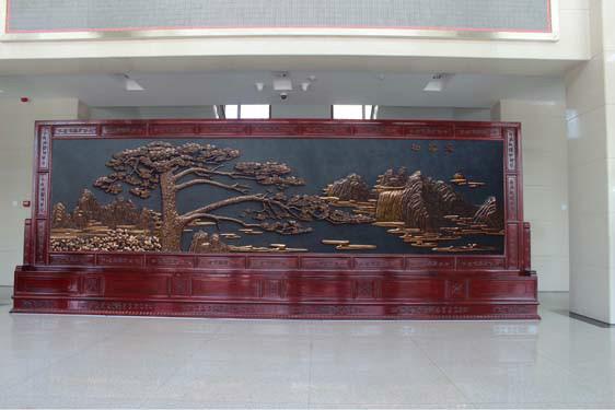 供應大型紅木落地柜屏6米沁園春屏風