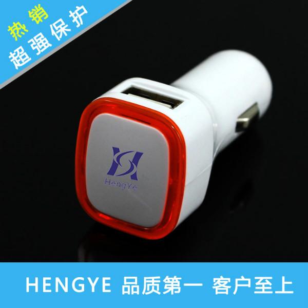 供应方形光圈车充手机充电器双USB  IC保护12V24V汽车充电 多功能车充 