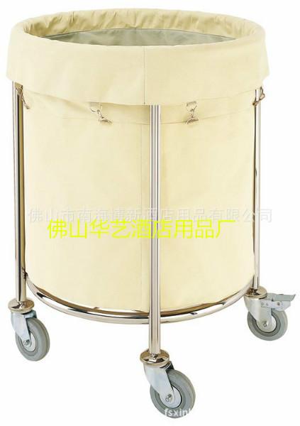 供應(yīng)廠家直銷錐形不銹鋼布草車洗衣房布草收集車、客房服務(wù)清潔車批發(fā)