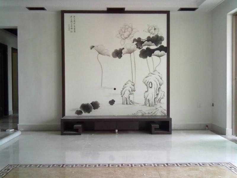 港式電視背景墻體彩繪圖片