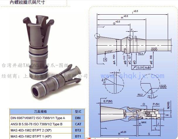 臺灣talons/井赫BT40外螺紋拉刀爪，主軸四瓣爪  臺灣主軸拉刀爪BT40