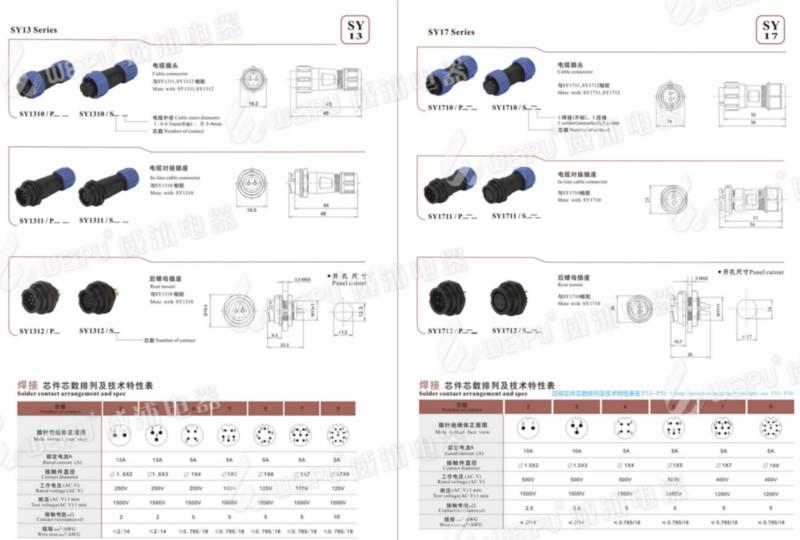威浦SF1210防水航空插頭